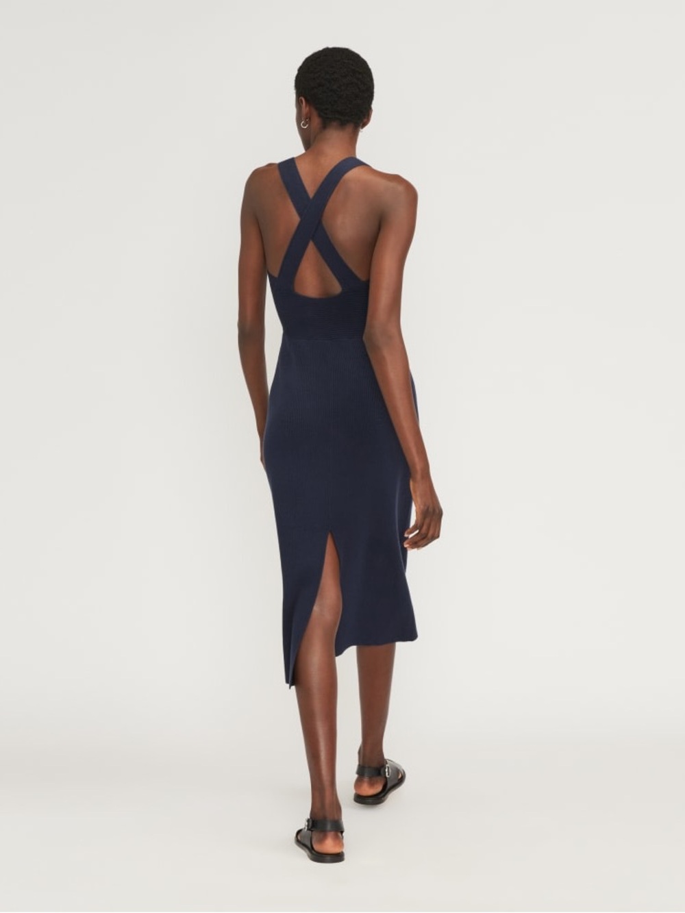 Everlane cross back dress, navy blue, size medium